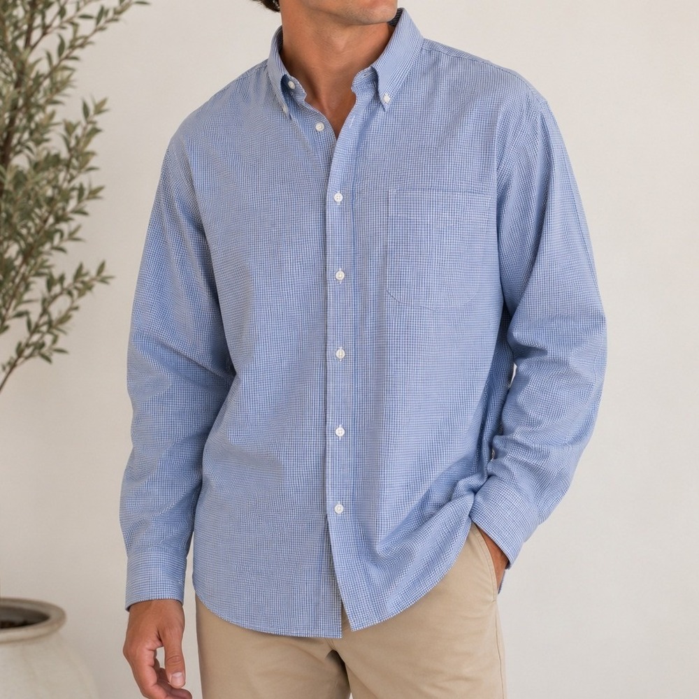 Peter Millar Gingham‎ Check Button Down Shirt Preppy Quiet Luxury Summer Golf